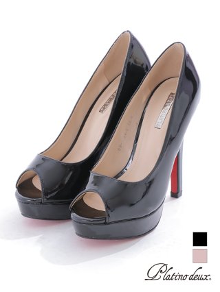 COMEXコメックス新品同様 エナメルハイヒールサンダル 花柄 ブラック