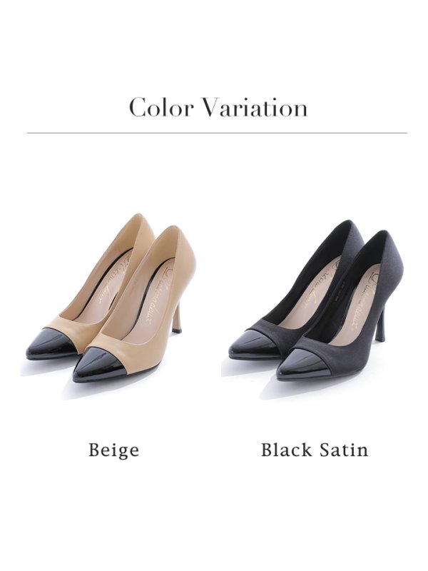 画像11: 【COMEX】 2color/ 10.0cmヒール/ エナメル/ サテン/ アーモンドトゥ/ ピンヒール/ パンプス[OF02] (11)