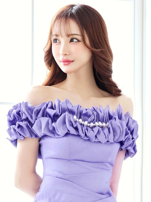 画像32: L・XL・XXLサイズあり【Donia Quinn / ドニアクイーン】 マーメイド/ オフショル/ フリル/ パール/ バックスピンドル/ ロングドレス/ キャバドレス[OF05] (32)