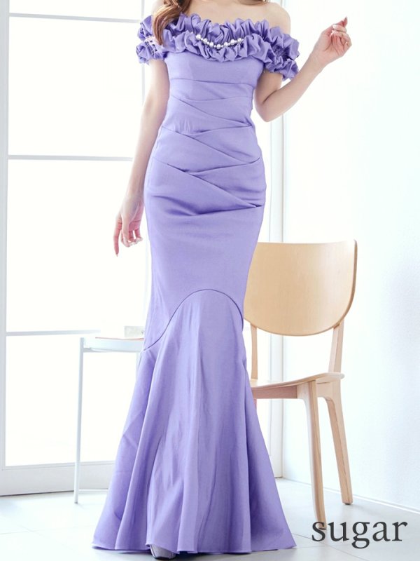 画像35: L・XL・XXLサイズあり【Donia Quinn / ドニアクイーン】 マーメイド/ オフショル/ フリル/ パール/ バックスピンドル/ ロングドレス/ キャバドレス[OF05] (35)