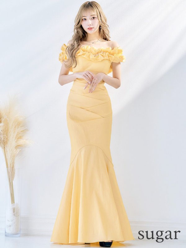 画像8: L・XL・XXLサイズあり【Donia Quinn / ドニアクイーン】 マーメイド/ オフショル/ フリル/ パール/ バックスピンドル/ ロングドレス/ キャバドレス[OF05] (8)