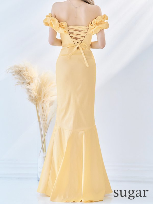 画像10: L・XL・XXLサイズあり【Donia Quinn / ドニアクイーン】 マーメイド/ オフショル/ フリル/ パール/ バックスピンドル/ ロングドレス/ キャバドレス[OF05] (10)