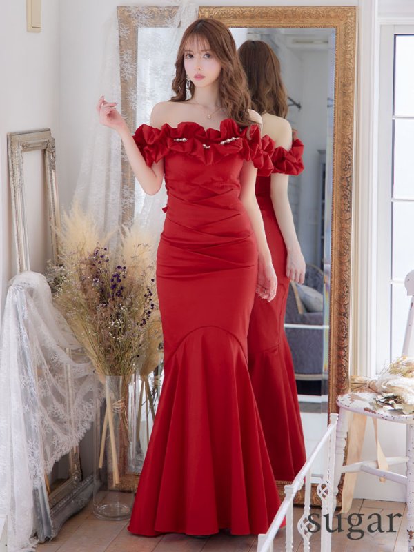 画像25: L・XL・XXLサイズあり【Donia Quinn / ドニアクイーン】 マーメイド/ オフショル/ フリル/ パール/ バックスピンドル/ ロングドレス/ キャバドレス[OF05] (25)