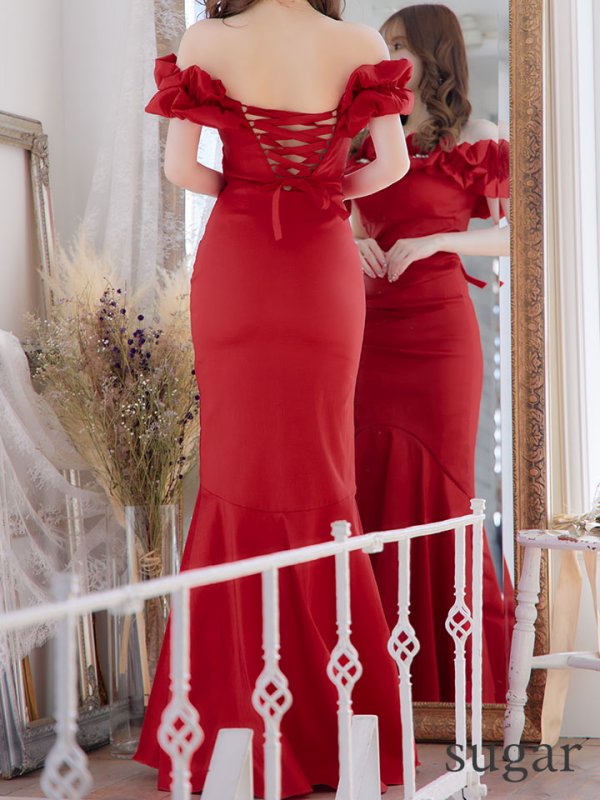 画像27: L・XL・XXLサイズあり【Donia Quinn / ドニアクイーン】 マーメイド/ オフショル/ フリル/ パール/ バックスピンドル/ ロングドレス/ キャバドレス[OF05] (27)