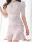画像17: 【Donia Quinn / ドニアクイーン】 パフスリーブ/ フリル/ レース/ ツイード/ Aライン/ ワンピース/ ミニドレス/ キャバドレス[OF05] (17)