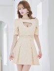 画像16: XS-Lサイズあり【Donia Quinn / ドニアクイーン】 総レース/ バストカット/ 袖あり/ パフスリーブ/ ボタンデザイン/ ボックスプリーツ/ ミニドレス/ キャバドレス[OF05] (16)