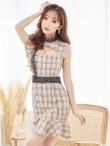 画像20: XSサイズあり【Donia Quinn / ドニアクイーン】チェック柄/ ノースリーブ/ フリル/ カットアウト/ パールボタン/ マーメイド/ ミニドレス/ キャバドレス[OF05] (20)
