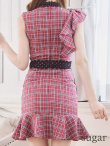 画像9: XSサイズあり【Donia Quinn / ドニアクイーン】チェック柄/ ノースリーブ/ フリル/ カットアウト/ パールボタン/ マーメイド/ ミニドレス/ キャバドレス[OF05] (9)