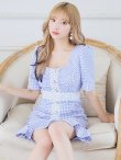 画像24: XS-Lサイズあり【Donia Quinn / ドニアクイーン】ギンガムチェック/ パールボタン/ 袖あり/ 半袖/ パフスリーブ/ レース/ 裾フリル/ ミニドレス/ キャバドレス[OF05] (24)