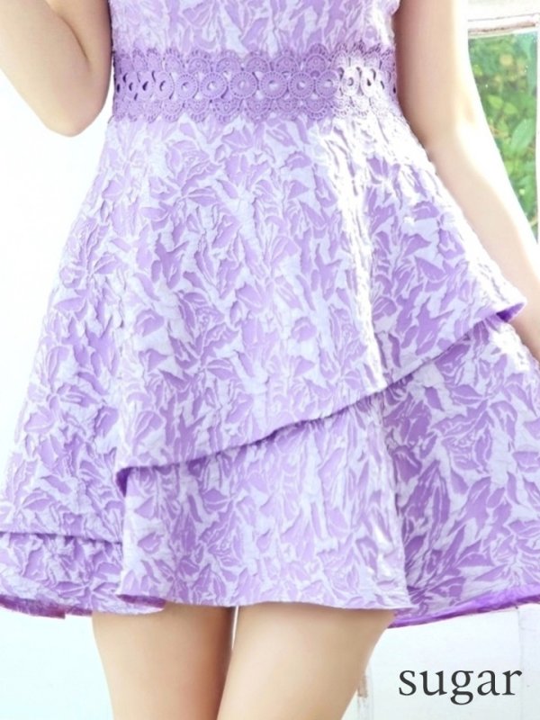 画像11: XS-Lサイズあり【Donia Quinn / ドニアクイーン】 レース/ ノースリーブ/ リボン/ フリル/ Aライン/ ワンピース/ ミニドレス/ キャバドレス[OF05] (11)