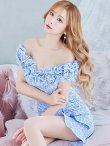 画像21: XS-Lサイズあり【Donia Quinn / ドニアクイーン】 フリル/ タック/ オフショルダー/ タイト/ ミニドレス/ キャバドレス[OF05] (21)
