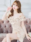 画像14: XS-Lサイズあり【Donia Quinn / ドニアクイーン】 フリル/ タック/ オフショルダー/ タイト/ ミニドレス/ キャバドレス[OF05] (14)