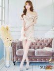 画像16: XS-Lサイズあり【Donia Quinn / ドニアクイーン】 フリル/ タック/ オフショルダー/ タイト/ ミニドレス/ キャバドレス[OF05] (16)