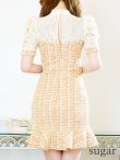 画像9: XS-Lサイズあり【Donia Quinn / ドニアクイーン】 リボンネック/  チェックツイード/ 半袖/ 袖あり/ パフスリーブ/ レース切替/ マーメイド/ ミニドレス/ キャバドレス[OF05] (9)