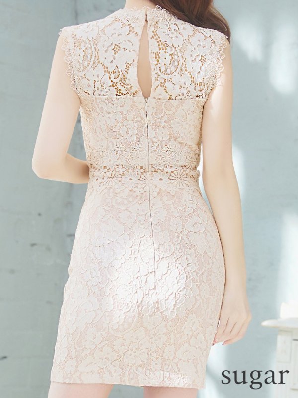 画像12: XS-Lサイズあり【Donia Quinn / ドニアクイーン】 レース/ ノースリーブ/ ハイネック/ タック/ タイト/ ミニドレス/ キャバドレス[OF05] (12)