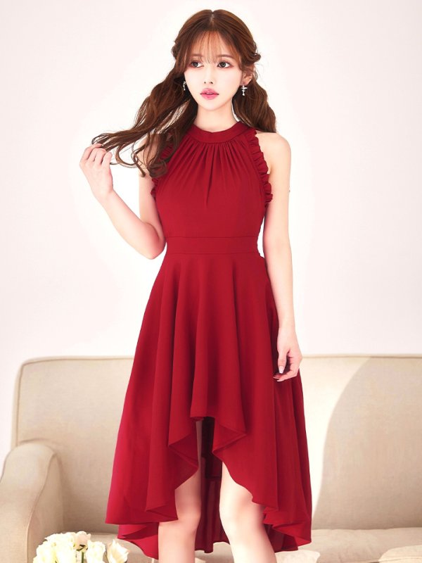 ダークレッド　モデル：ゆめ　身長：160cm　着用サイズ：8号(Sサイズ)