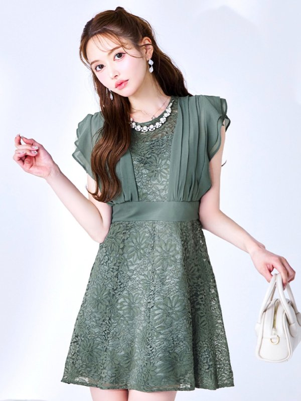 ダスティグリーン	モデル：ゆめ　身長：160cm　着用サイズ：8号(Sサイズ)