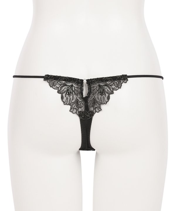 マリーサテン エンブレースTバック：ブラック