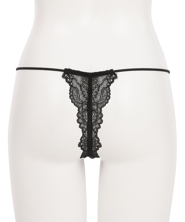 マリーサテン ストレッチレースTバック：ブラック