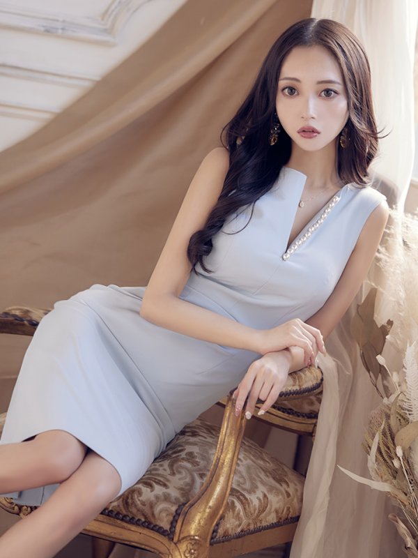 画像5: 【VELIQUE/ヴェリーク】ワンカラー/ パール/ タイト/ ミディアムミニドレス/ キャバドレス【HC02】 (5)