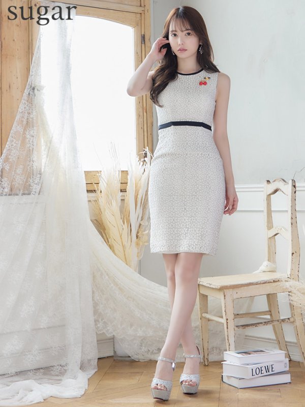 画像7: 【VELIQUE/ヴェリーク】ブローチ付き/ ワンカラー/ ノースリーブ/ タイト/ ミディアムドレス/ キャバドレス【HC02】 (7)