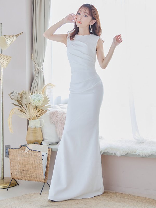 画像5: 【VELIQUE/ヴェリーク】シンプル/ ワンカラー/ ノースリーブ/ タック/ タイト/ ロングドレス/ キャバドレス/ long【HC02】 (5)