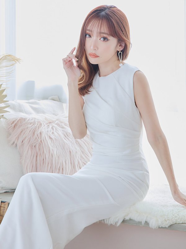 画像6: 【VELIQUE/ヴェリーク】シンプル/ ワンカラー/ ノースリーブ/ タック/ タイト/ ロングドレス/ キャバドレス/ long【HC02】 (6)