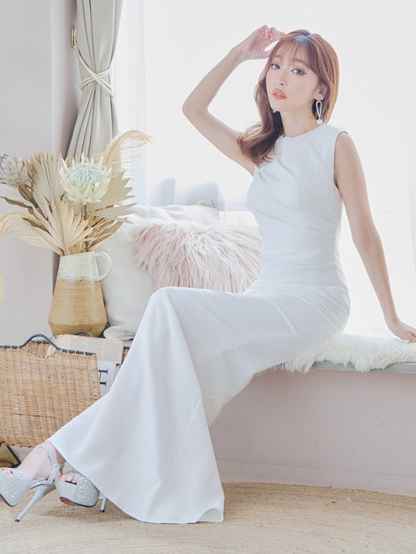 画像7: 【VELIQUE/ヴェリーク】シンプル/ ワンカラー/ ノースリーブ/ タック/ タイト/ ロングドレス/ キャバドレス/ long【HC02】 (7)