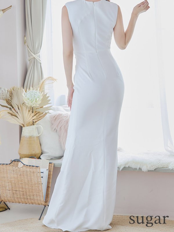 画像10: 【VELIQUE/ヴェリーク】シンプル/ ワンカラー/ ノースリーブ/ タック/ タイト/ ロングドレス/ キャバドレス/ long【HC02】 (10)