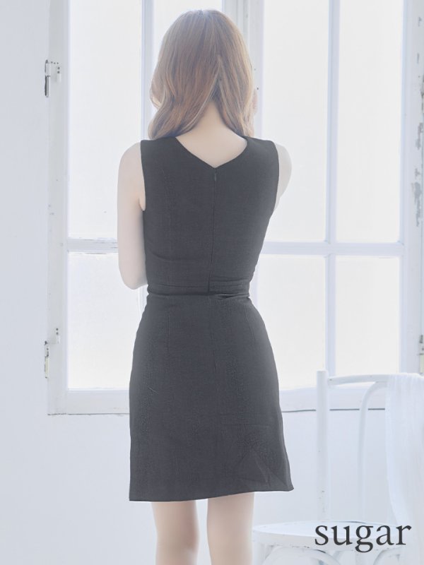 画像9: 【VELIQUE/ヴェリーク】デニム生地/ パール/ ノースリーブ/ ストレッチ/ 台形スカート/ Aライン/ ワンピース/ ミニドレス/ キャバドレス【HC02】 (9)