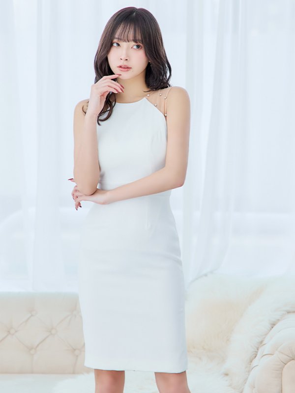画像2: 【VELIQUE/ヴェリーク】シンプル/ ワンカラー/ シアー/ 切替/ ビジュー/ ノースリーブ/ タイト/ミニドレス/ キャバドレス【HC02】 (2)