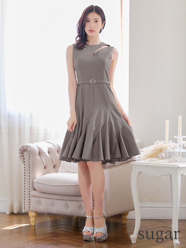 画像8: 【VELIQUE/ヴェリーク】カットアウト/ ノースリーブ/ ベルトデザイン/ 膝丈/ Aライン/ フレア/ミニドレス/ キャバドレス【HC02】 (8)