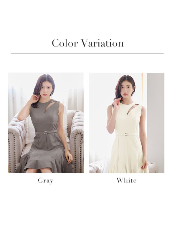 画像13: 【VELIQUE/ヴェリーク】カットアウト/ ノースリーブ/ ベルトデザイン/ 膝丈/ Aライン/ フレア/ミニドレス/ キャバドレス【HC02】 (13)