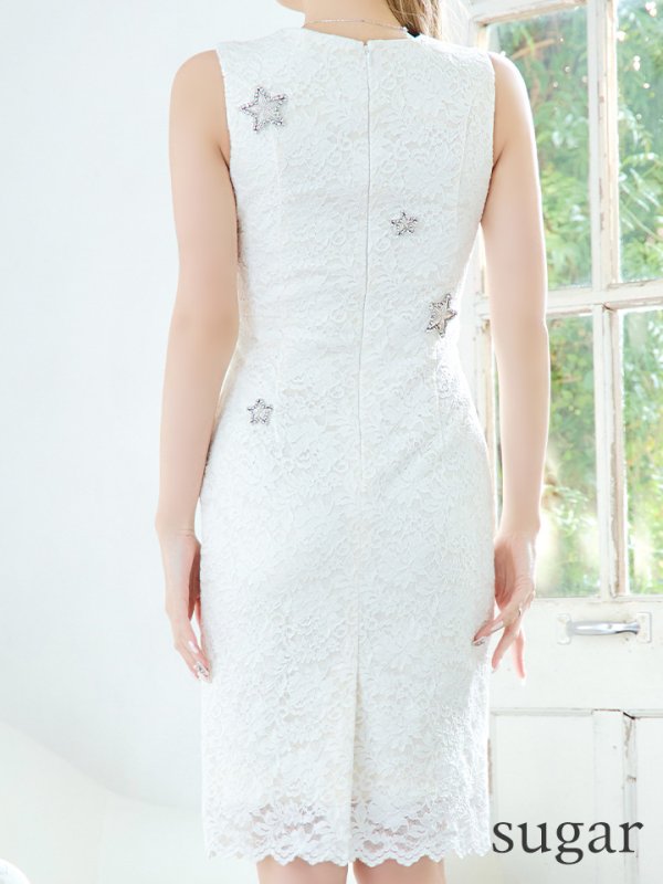 画像10: 【VELIQUE/ヴェリーク】シンプル/ ワンカラー/ シアー/ レース/ ビジュー/ ノースリーブ/ タイト/ ミディアムドレス/ キャバドレス【HC02】 (10)