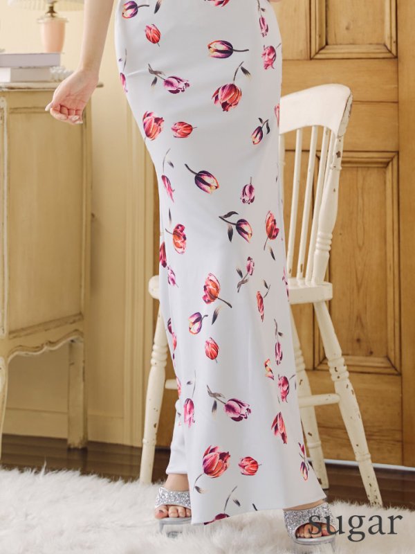 画像12: 【VELIQUE/ヴェリーク】フラワープリント/ ノースリーブ/ ストレッチ/ タイト/ ワンピース/ ロングドレス/ キャバドレス long【HC02】 (12)