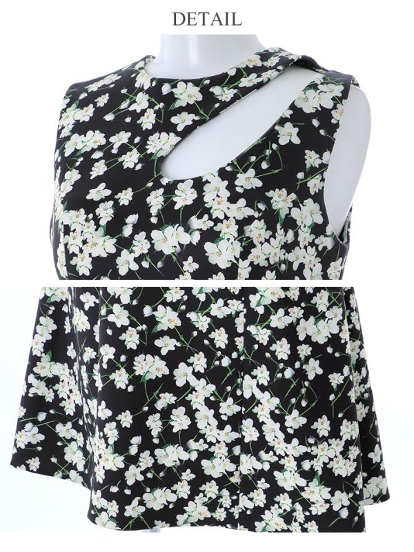 画像26: 【VELIQUE/ヴェリーク】フラワープリント/ カットアウト/ ノースリーブ/ ストレッチ/ フレア/ Aライン/ ワンピース/ ミニドレス/ キャバドレス【HC02】 (26)