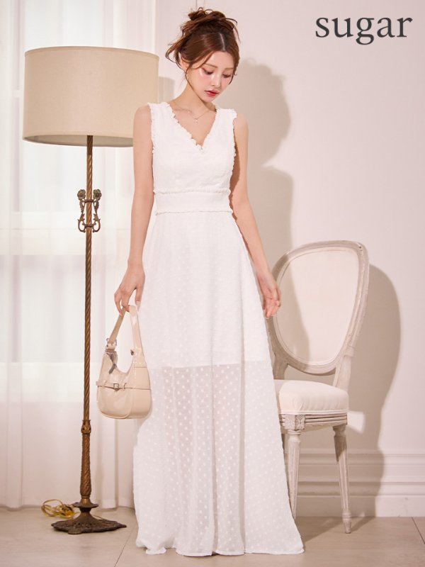 ホワイト　モデル：真優川咲　身長：158cm　着用サイズ：Sサイズ