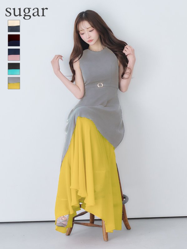 グレーxイエロー　モデル：真優川咲　身長：158cm　着用サイズ：Sサイズ