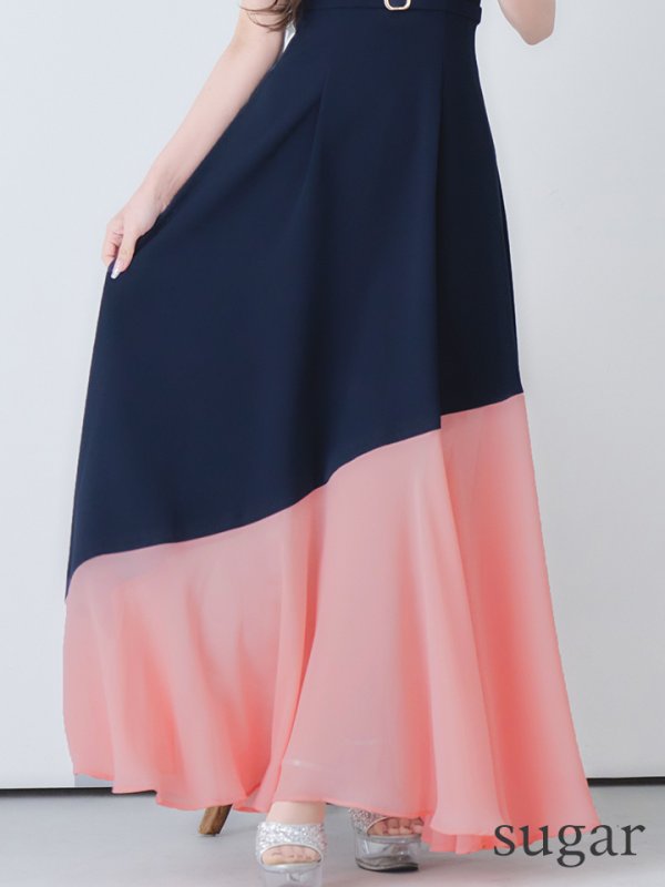 ネイビーxピンク　モデル：真優川咲　身長：158cm　着用サイズ：Sサイズ