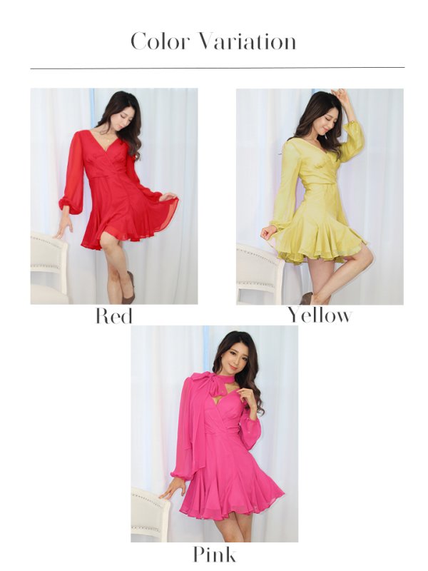 画像9: 【VELIQUE/ヴェリーク】ワンカラー/ シフォン/ フレア/ ミニドレス/ キャバドレス【HC02】 (9)