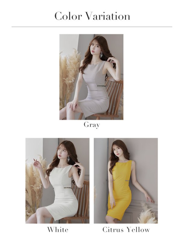 画像14: 【VELIQUE/ヴェリーク】ワンカラー/ スリット/ ラインストーン/ カットアウト/ タイト/ ワンピース/ ミディアムドレス/ キャバドレス【HC02】 (14)