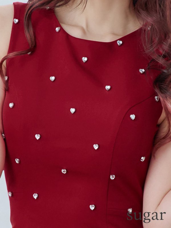 画像23: 【VELIQUE/ヴェリーク】ハートビジュー/ シンプル/ ワンカラー/ ノースリーブ/ ボートネック/ タイト/ ロングドレス/ キャバドレス/ long【HC02】 (23)