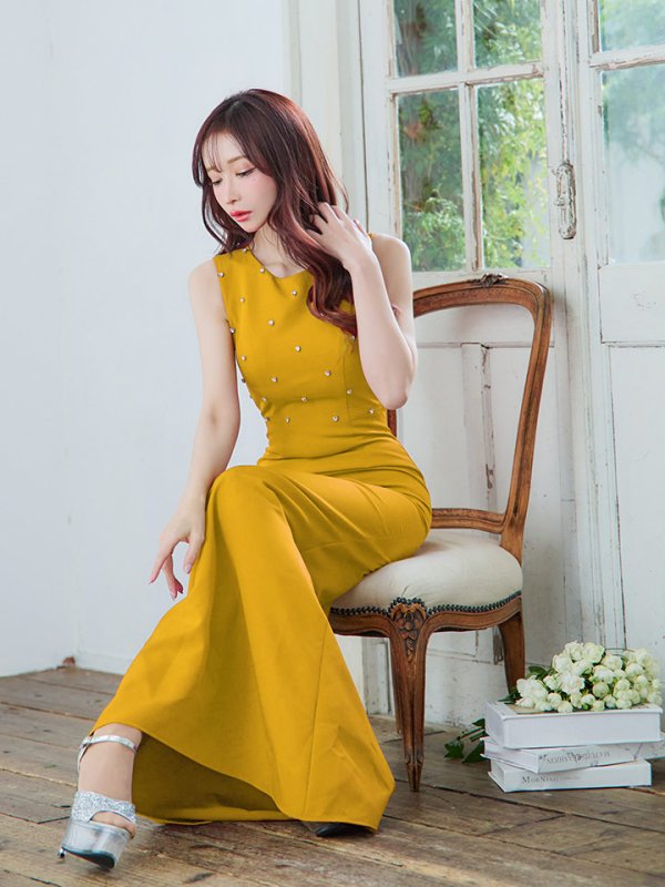 画像10: 【VELIQUE/ヴェリーク】ハートビジュー/ シンプル/ ワンカラー/ ノースリーブ/ ボートネック/ タイト/ ロングドレス/ キャバドレス/ long【HC02】 (10)