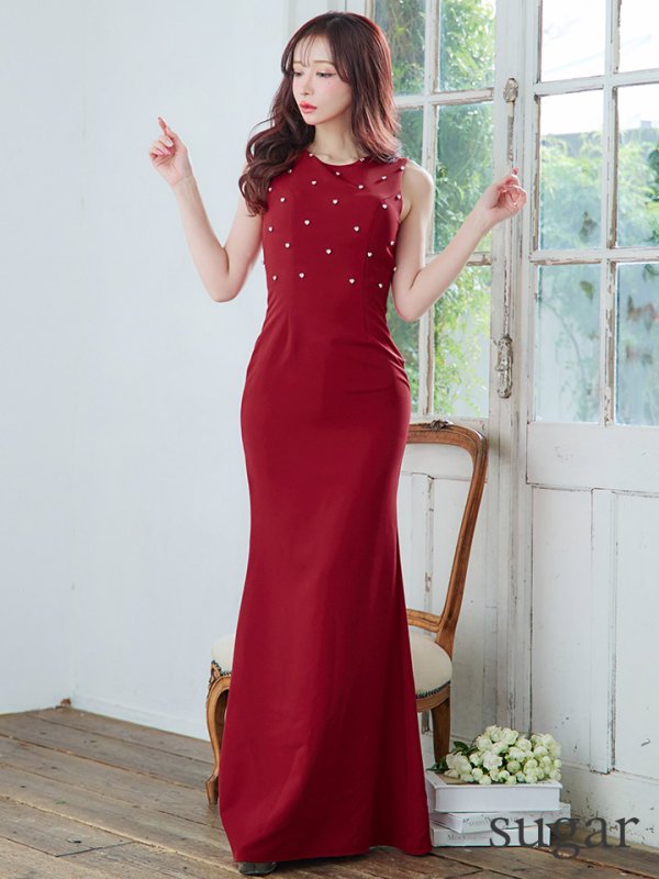 画像20: 【VELIQUE/ヴェリーク】ハートビジュー/ シンプル/ ワンカラー/ ノースリーブ/ ボートネック/ タイト/ ロングドレス/ キャバドレス/ long【HC02】 (20)