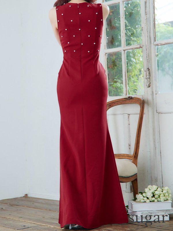 画像22: 【VELIQUE/ヴェリーク】ハートビジュー/ シンプル/ ワンカラー/ ノースリーブ/ ボートネック/ タイト/ ロングドレス/ キャバドレス/ long【HC02】 (22)