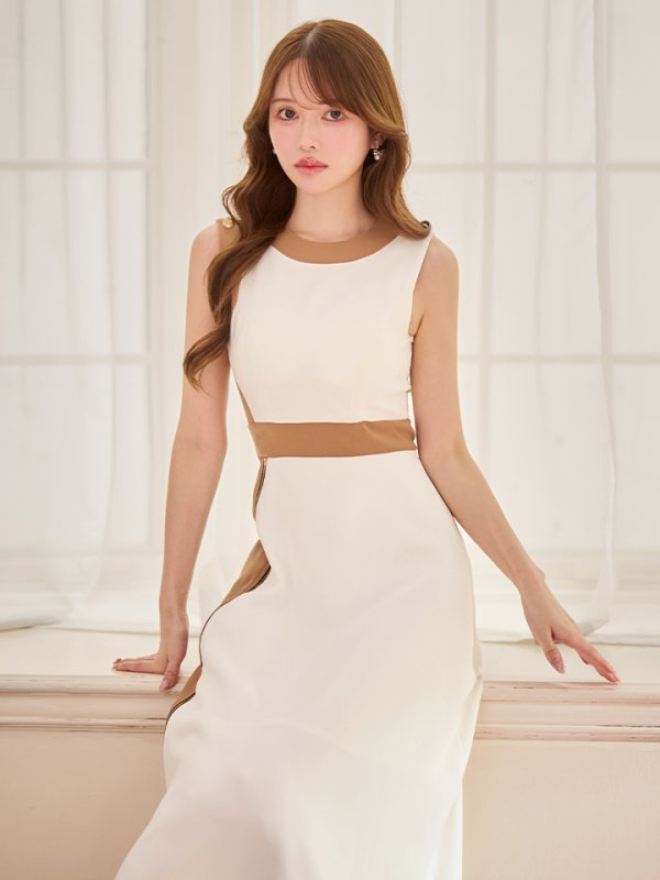 ホワイトxキャメル モデル：ゆめ　身長：160cm　着用サイズ：Sサイズ