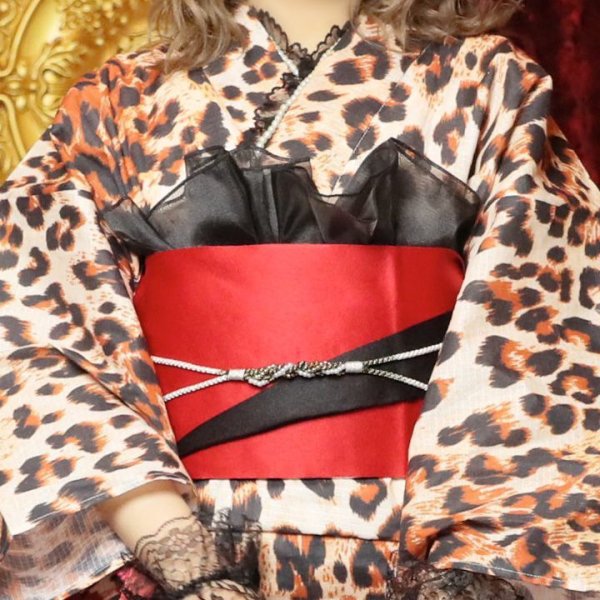 画像4: 値下げ！【即日発送】【さくりなコラボ】レオパードローズ柄浴衣セット[YMT] (4)