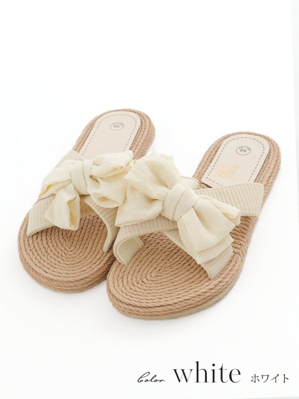 画像5: 【即日発送】【水着小物：ビーチサンダル】リボン付き/ ビーチサンダル/ サマーシューズ[FB01] (5)