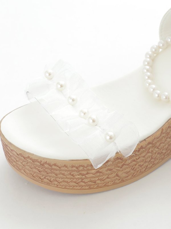 画像8: 【即日発送】【水着小物：ビーチサンダル】パールチェーン/ リボン/ フリル/ 厚底/ ウエッジソール/ サンダル/ サマーシューズ[FB01] (8)
