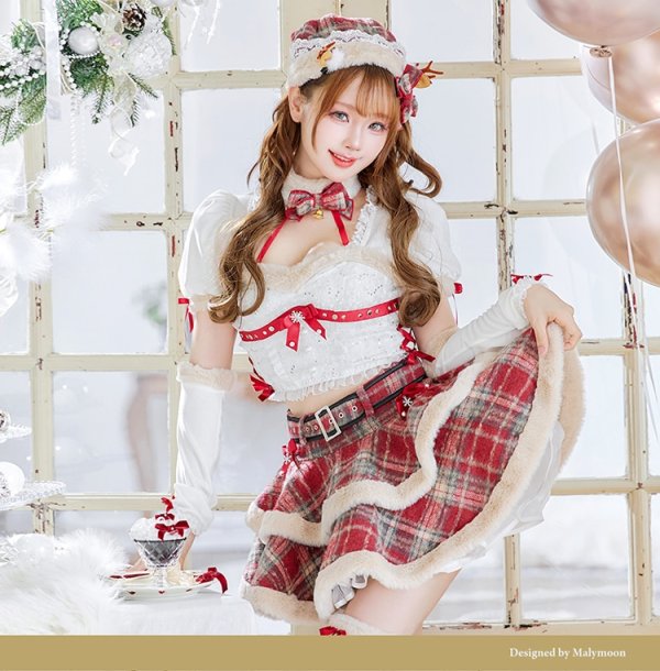 画像6: 【即日発送！】【クリスマスコスプレ9点セット】【Malymoon/マリームーン】フレンチチェックノエルトナカイ【SM-ML/2カラー】[HC03] (6)